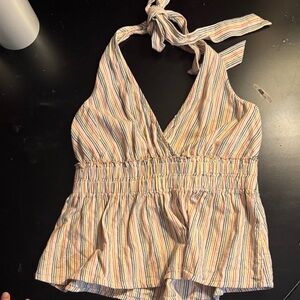 American Eagle Striped Halter Neck Top